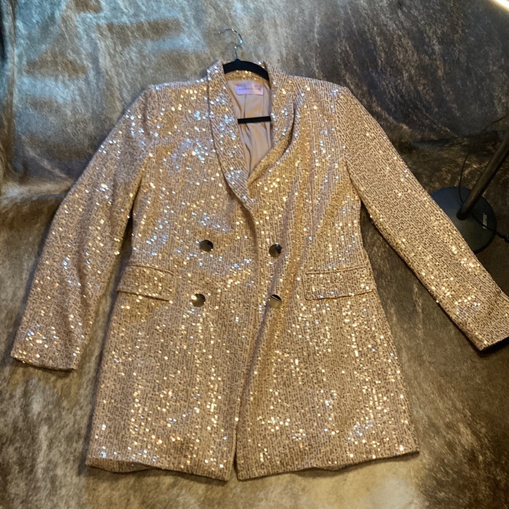 Sequin Blazer Jacket Rose Gold